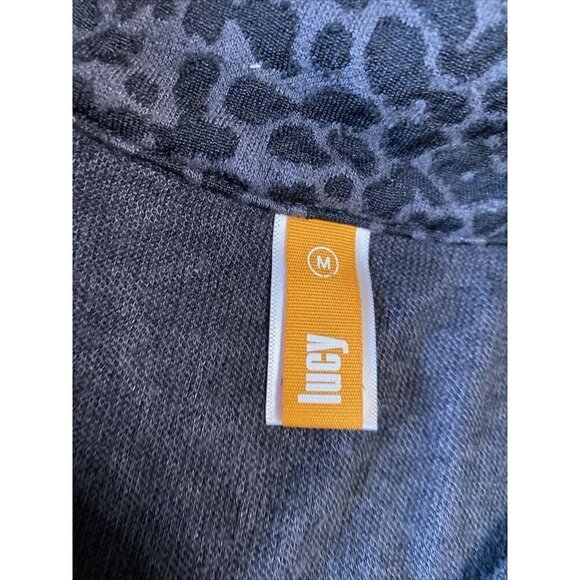 LUCY women’s black gray animal print 1/4 zip track jacket sz medium - Picture 2 of 6